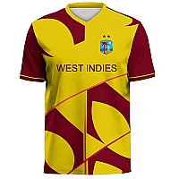 West Indies T20 World Cup 2021 Half Sleeves Cricket Fan Jersey - 100% Dryfit Polyester - With Name Personalization