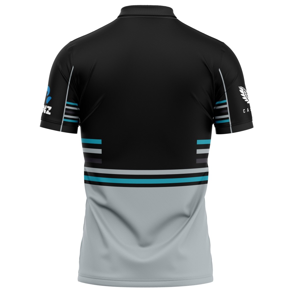 New Zealand Black Grey ODI World Cup 2025 Half Sleeves Cricket Fan Jersey - 100% Dryfit Polyester - With Name Personalisation