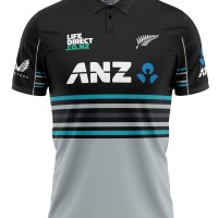New Zealand Black Grey ODI World Cup 2025 Half Sleeves Cricket Fan Jersey - 100% Dryfit Polyester - With Name Personalisation