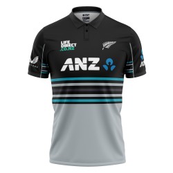 New Zealand Black Grey ODI World Cup 2025 Half Sleeves Cricket Fan Jersey - 100% Dryfit Polyester - With Name Personalisation
