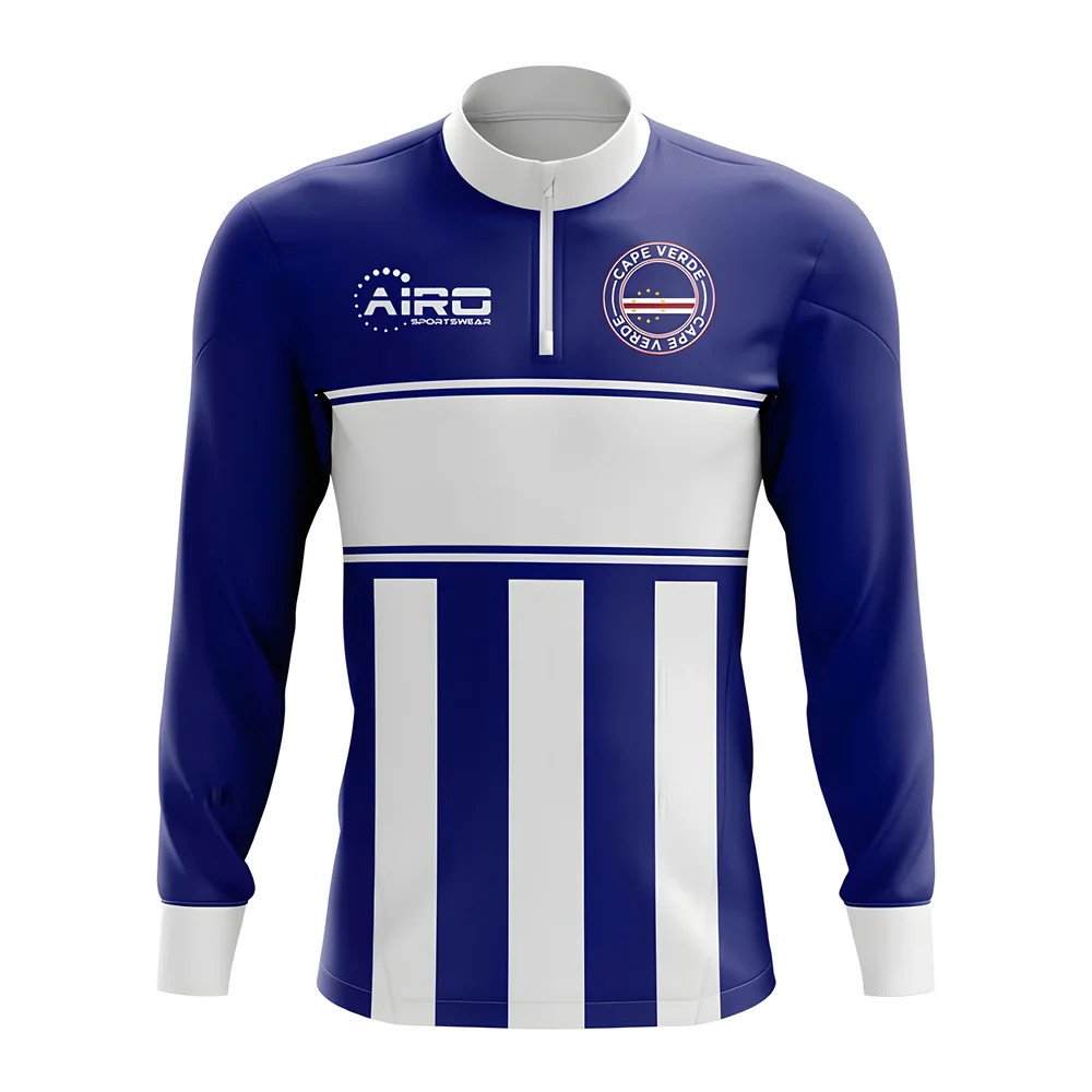 Cape Verde Concept Football Half Zip Midlayer Top (Navy-White) Cape Verde Concept Football Half Zip Midlayer Top (Navy-White)