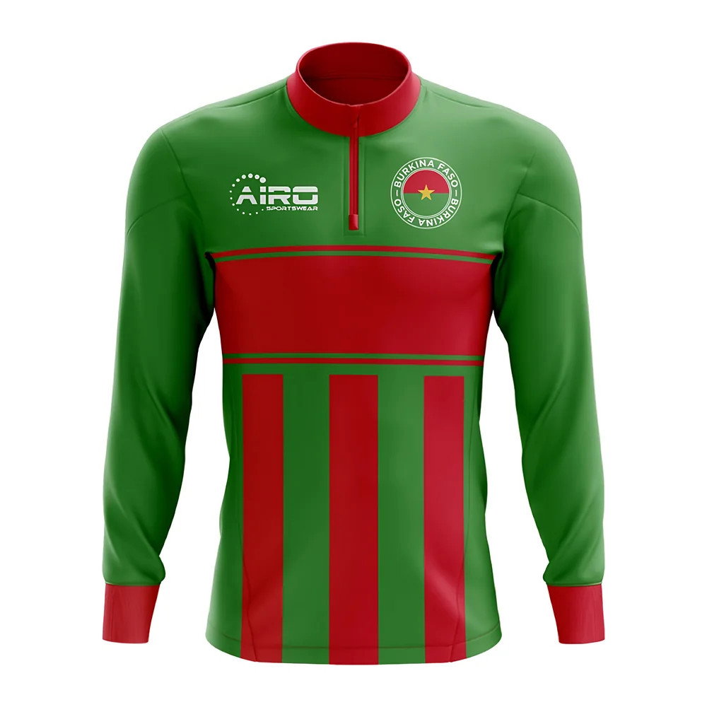 Burkina Faso Concept Football Half Zip Midlayer Top (Green-Red) Burkina Faso Concept Football Half Zip Midlayer Top (Green-Red)