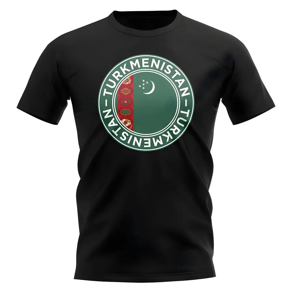 Turkmenistan Football Badge T-Shirt (Black)