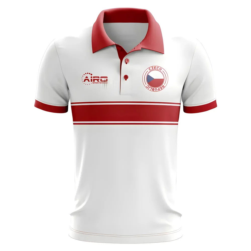 Czech Republic Concept Stripe Polo Shirt (White) Czech Republic Concept Stripe Polo Shirt (White)