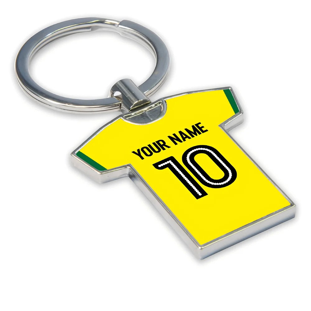 Personalised Norwich City Football Shirt Key Ring Personalised Norwich City Football Shirt Key Ring