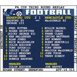 1972 Hereford Utd v Newcastle United (Hereford) Retrotext T-Shirt - White