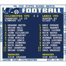 1971 Colchester Utd v Leeds (Colchester) Retrotext T-Shirt £25.00 1971 Colchester Utd v Leeds (Colchester) Retrotext T-Shirt £25.00