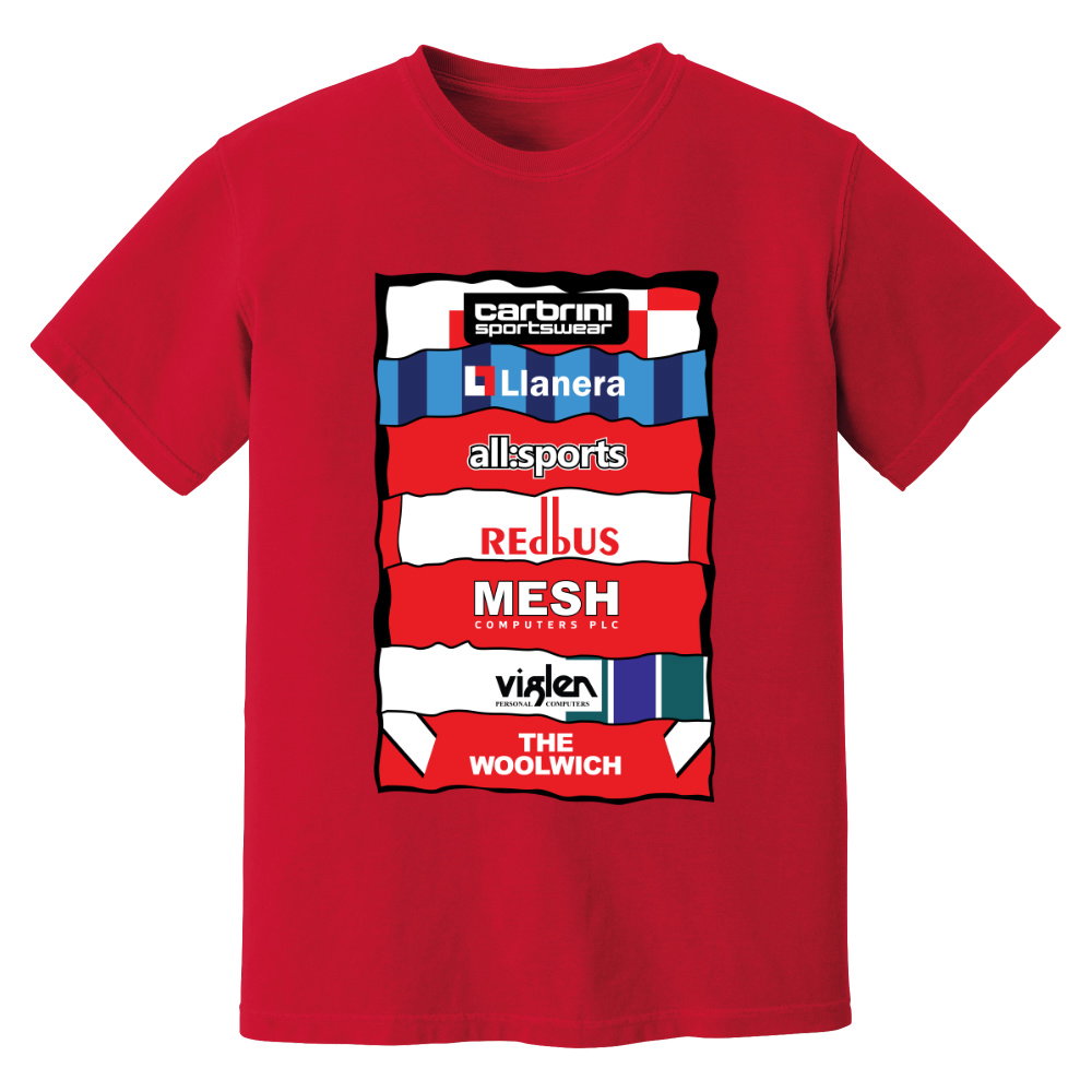Charlton Sponsor History T-Shirt (Red) Charlton Sponsor History T-Shirt (Red)