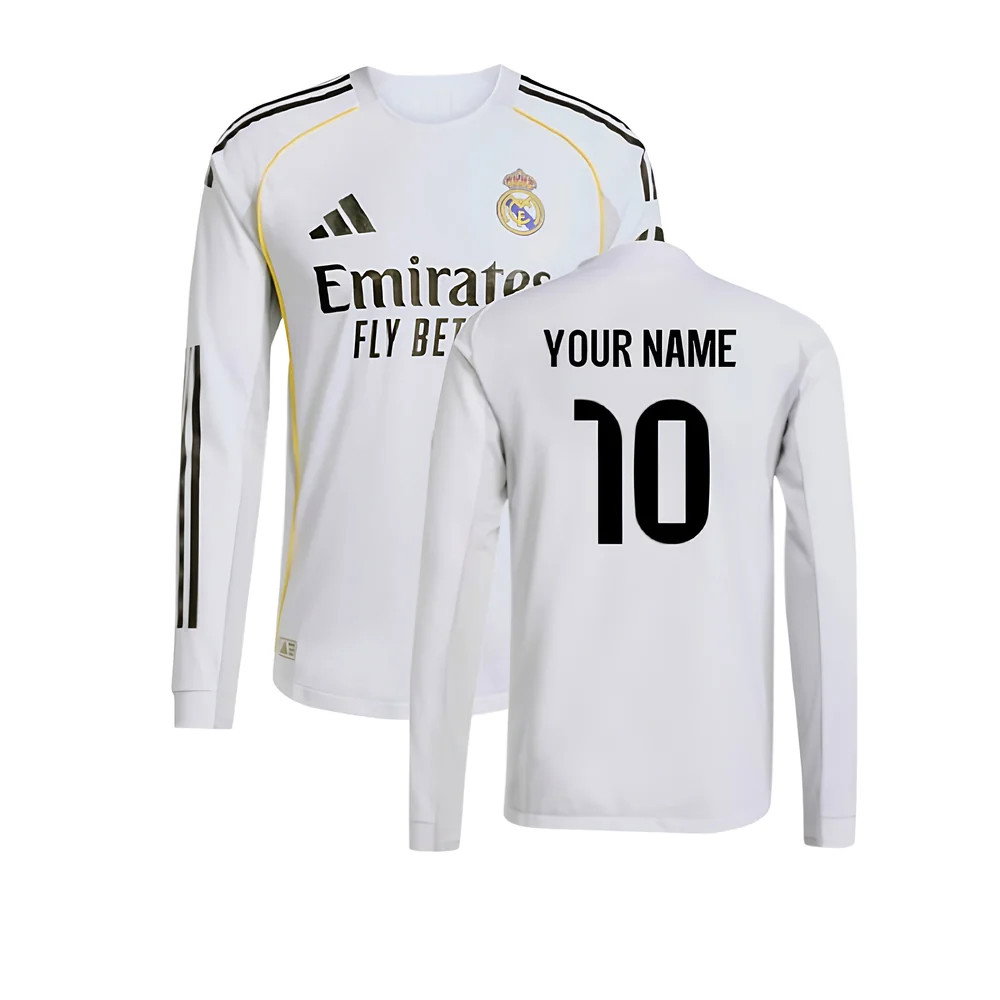2025-2026 Real Madrid Authentic Long Sleeve Home Shirt