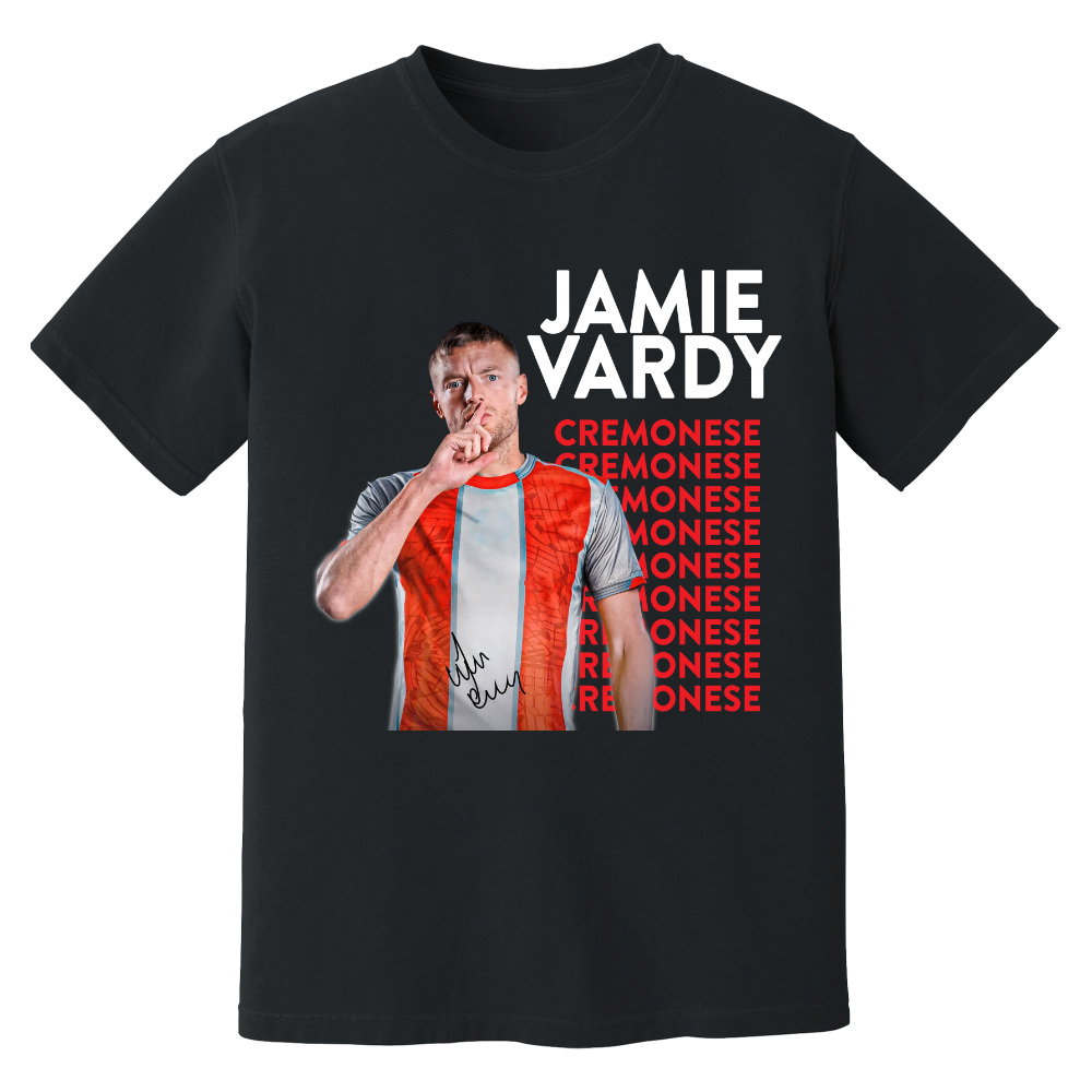 Jamie Vardy Cremonese New Signing T-Shirt (Black) Jamie Vardy Cremonese New Signing T-Shirt (Black)