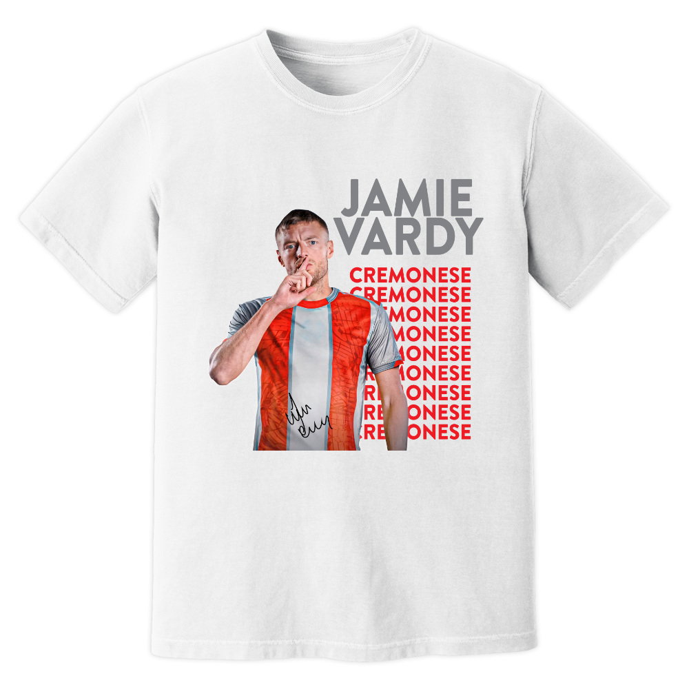 Jamie Vardy Cremonese New Signing T-Shirt (White) Jamie Vardy Cremonese New Signing T-Shirt (White)