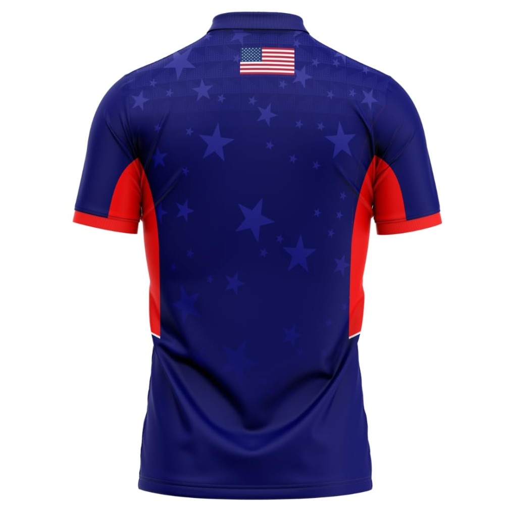 United States 2024 T20 World Cup Half Sleeves Cricket Fan Jersey - 100% Dryfit Polyester - With Name Personalization